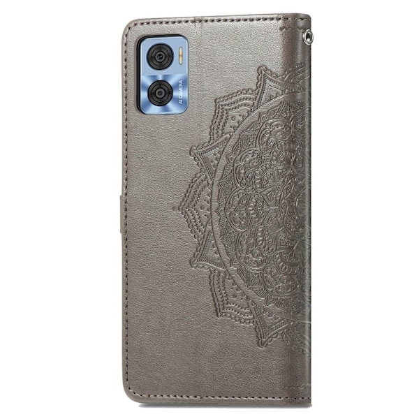 Mandala Motorola Moto E22 / E22i Flip Etui - Grå Silver grey