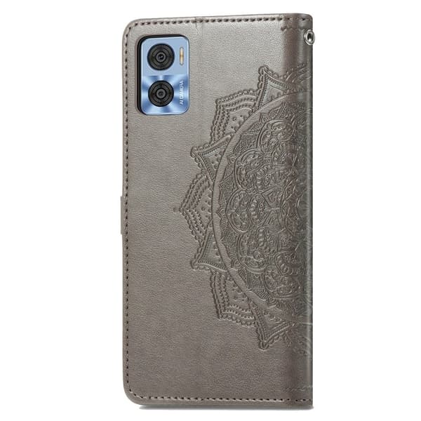 Mandala Motorola Moto E22 / E22i Flippetui - Grå Silver grey