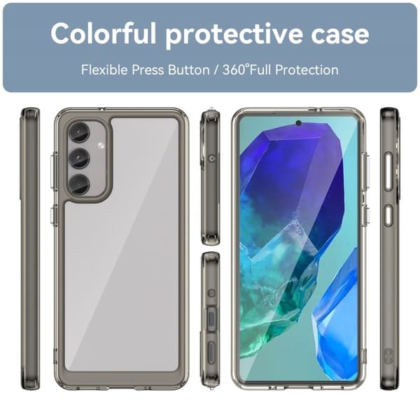Samsung Galaxy M55 smart akryldeksel - Gjennomsiktig Grå Transparent