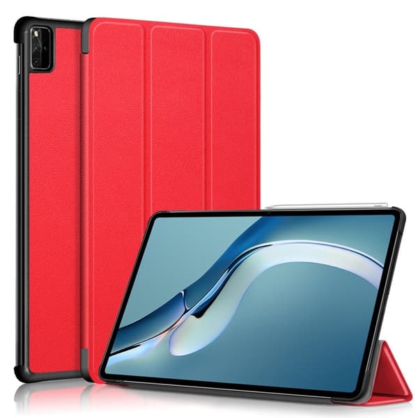Huawei MatePad Pro 12,6 tommer (2021) tri-fold PU læder flip case - Rød Red