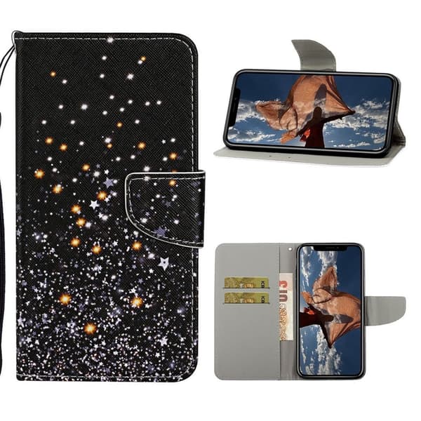 Wonderland iPhone 12 Pro Max flip etui - Stjerne Og Glitter Black