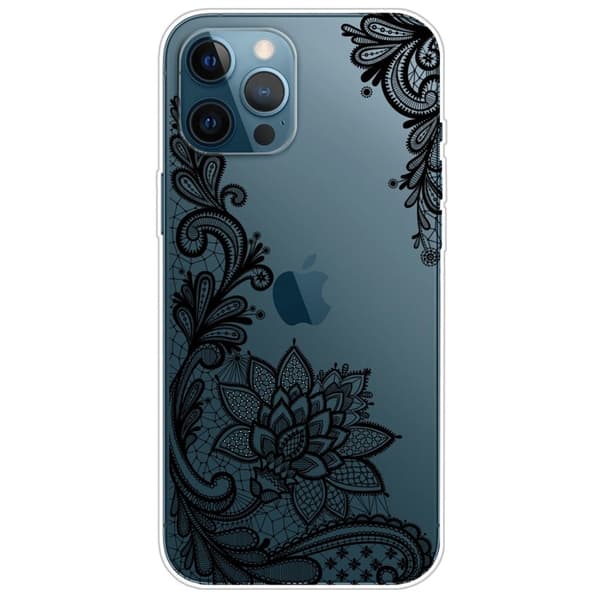 Deco iPhone 14 Pro kotelot - Pitsi Kukka Black
