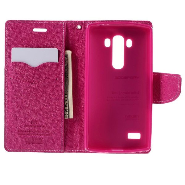 Mercury læder-etui med kortholder til LG G4s - Pink Pink