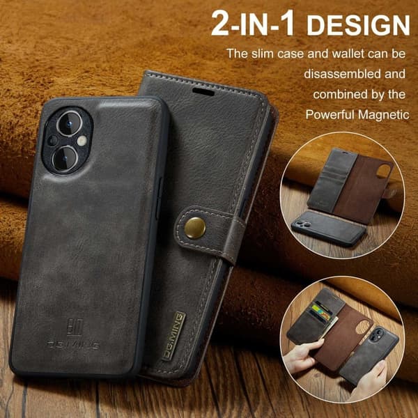DG.Ming OnePlus Nord N20 5G 2-in-1 Lommebok Etui - Grå Silver grey