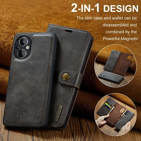 DG.Ming OnePlus Nord N20 5G 2-in-1 Pung Etui - Grå Silver grey