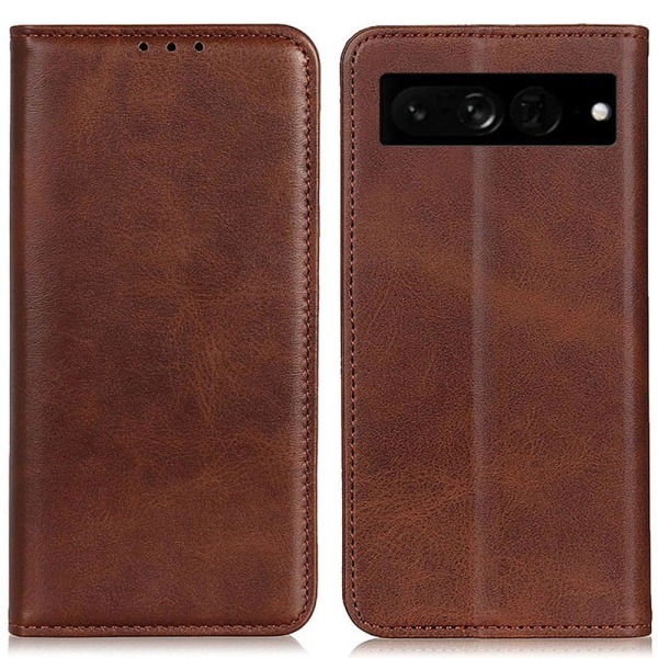 Wallet-style genuine leather flipcase for Google Pixel 7 Pro - C Brown