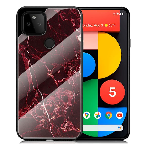 Fantasy Marble Google Pixel 5a deksel - Blodrød Marmor Red