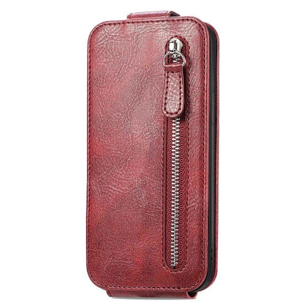 Vertical Flip Phone Suojakotelo With Zipper For Xiaomi Redmi Note 11S 5G / Poco M4 Pro 5g / Note 11t 5g - Punainen Red