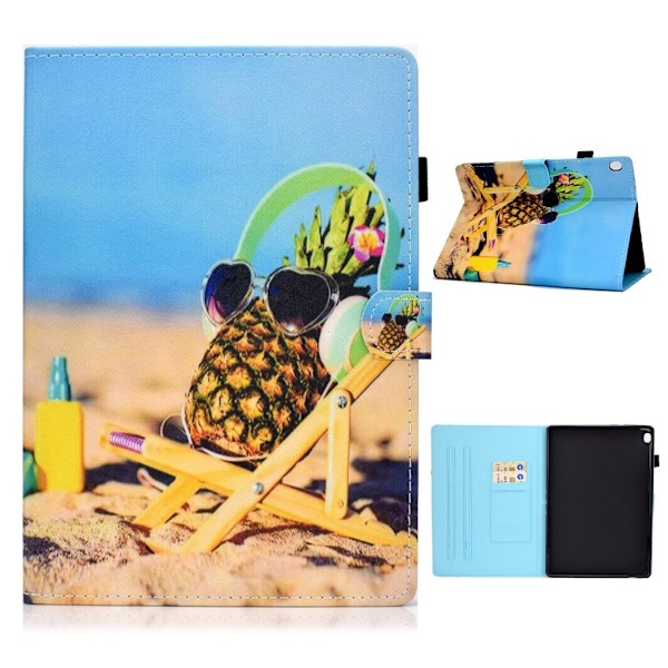Lenovo Tab M10 coolt mönstrat flipfodral i läder - Cool Ananas multifärg