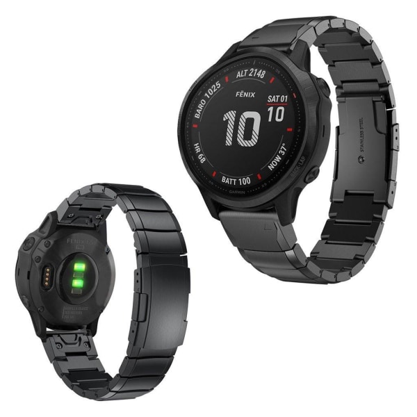 Garmin Fenix 6S hållbart klockarmband i rostfritt stål - Svart Svart