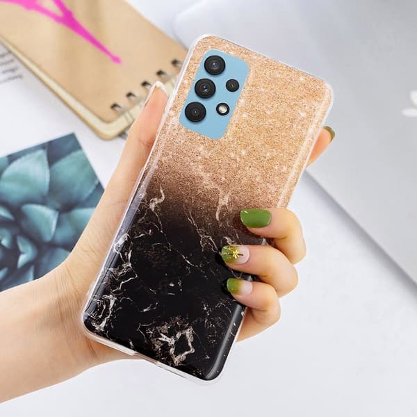 Marble Samsung Galaxy A32 Suojakotelo - Musta / Kulta Multicolor
