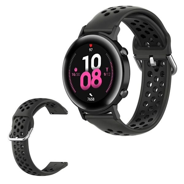 Amazfit Youth / Huawei Watch GT 2 42mm two color silicone watch band - Black Svart