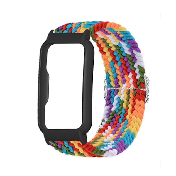 Oppo Watch Free elastisk nylon urrem - Regnbue / Sort Multicolor