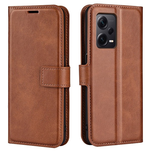 Læderetui med Pung til Xiaomi Redmi Note 12 Pro Plus - Lysebrun Brown