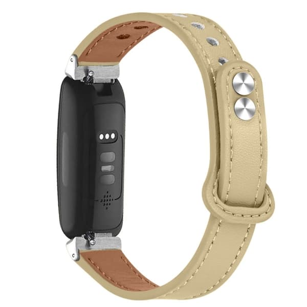 Fitbit Inspire 2 / Ace 2 urrem i okselæder med sølvstik - Lys Abrikos Beige