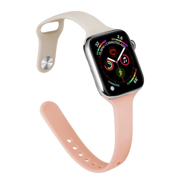 Apple Watch 49mm / 45mm / 44mm / 42mm slanke silikonearmbånd - Stjernelys + Lyserød Pink
