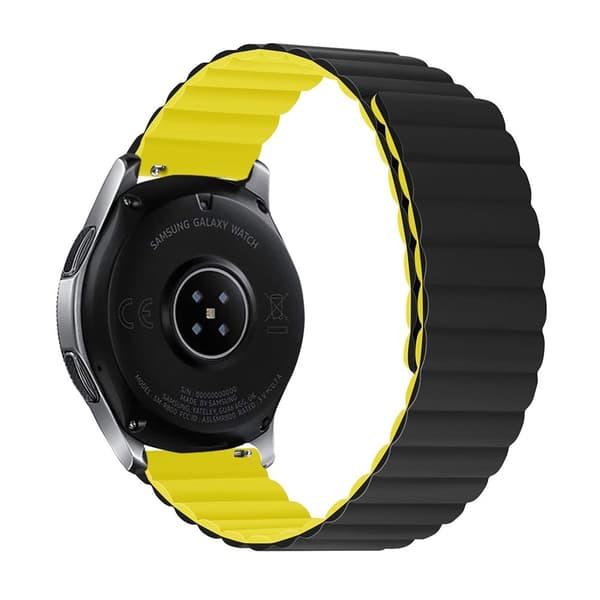 22 mm universal urrem i silikone - Sort / Gul Størrelse: S Black