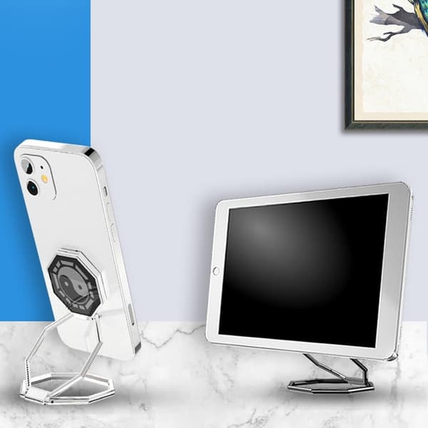 Universell sammenleggbar magnetisk holder for telefon og nettbrett - Grå Silver grey