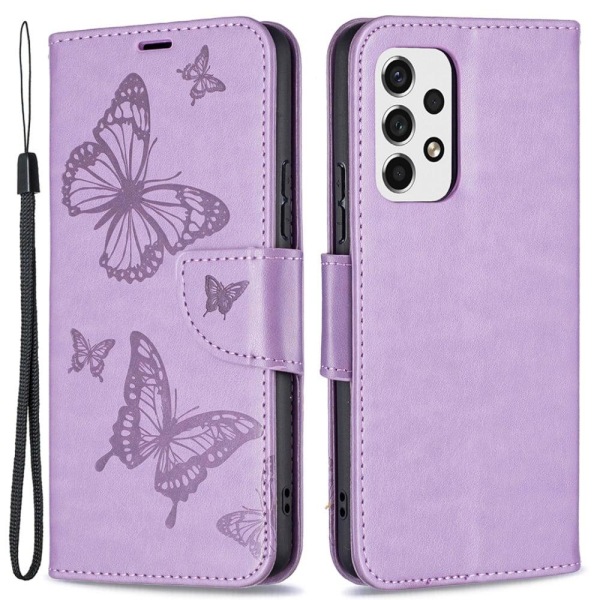 Butterfly Samsung Galaxy A53 5G Flip Etui - Lilla Purple