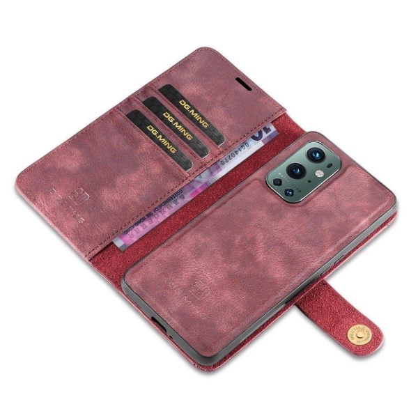DG.MING OnePlus 9 Pro 2-in-1 Wallet Case - Red Red