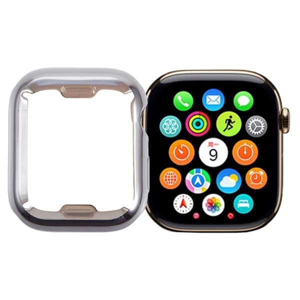 Apple Watch Series 9 / 8 / 7 45mm Watch Case Galvanointi Full Coverage TPU Suojakansi - Hopea Silver grey
