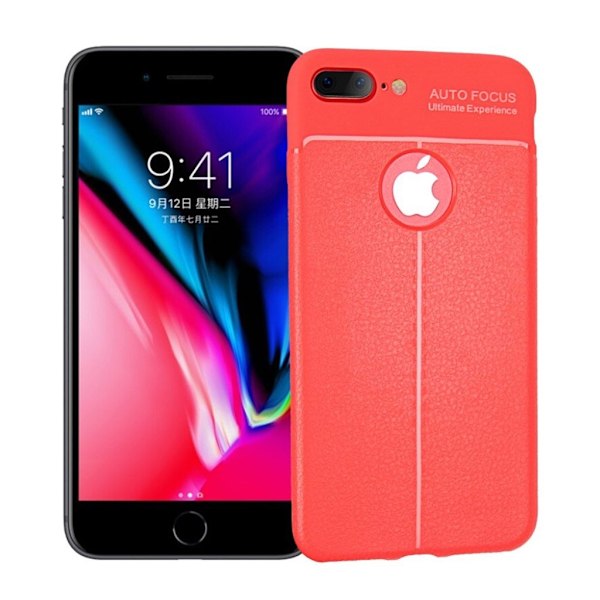 iPhone 7 Plus / 8 Plus blødt TPU etui med litchikorn - Rød Red