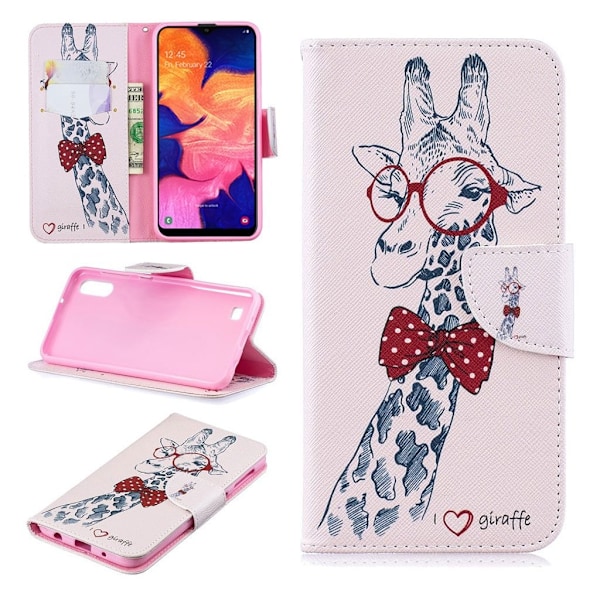 Wonderland Samsung Galaxy A10 etui - Sød giraf med briller Multicolor