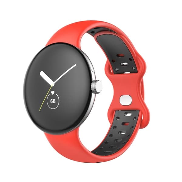 Google Pixel Watch urrem i silikone med to farver - Rød / Sort Størrelse: S Red