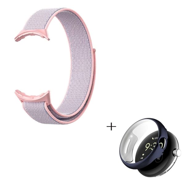Google Pixel Watch nylonklokkerem med svart deksel - Rosa Pink