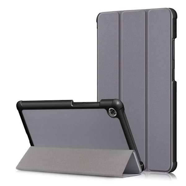 Lenovo Tab M7 tredubbelt hållbart flipfodral i läder - Grå Silvergrå