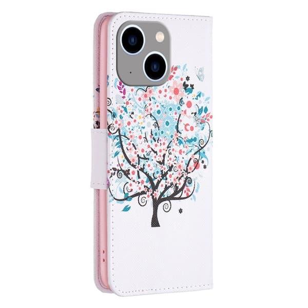 Wonderland iPhone 14 Plus flip kuoret - Kukka Puu Pink