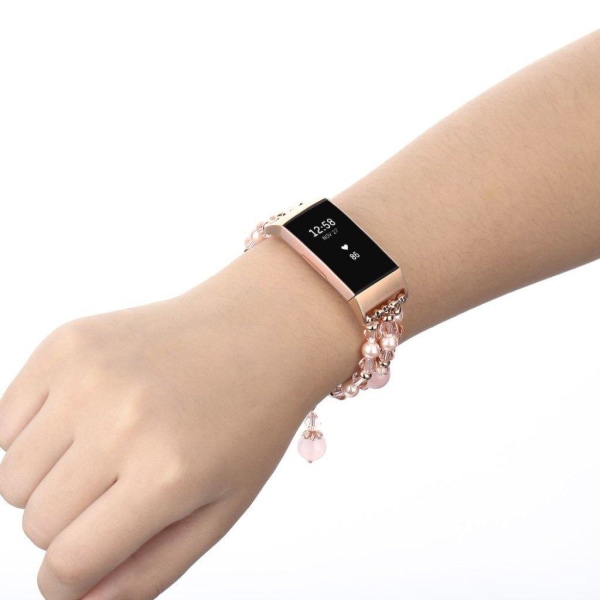 Fitbit Charge 3 Naturlig jewelry Urrem - Lyserød Pink