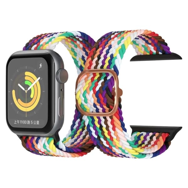 Apple Watch (45 mm) klokkerem i nylon - Regnbuefarge Multicolor
