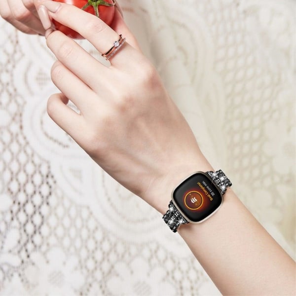 Fitbit Sense / Versa 3 rhinestone decor watch strap - Black Svart