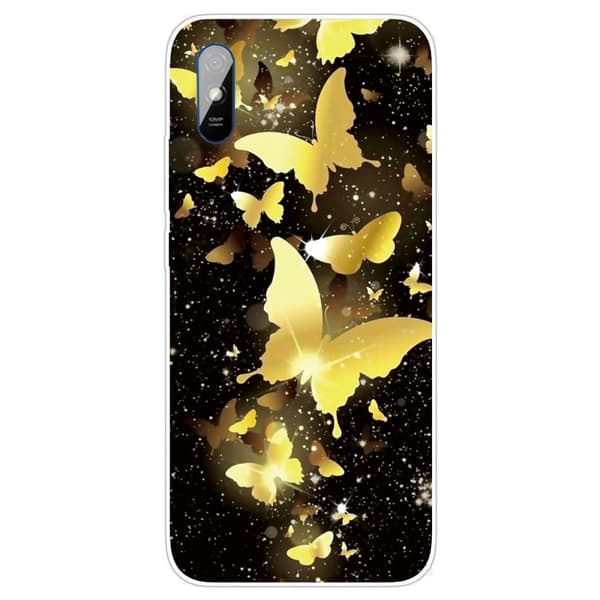 Deco Xiaomi Redmi 9A Etui - Guld Sommerfugle Gold