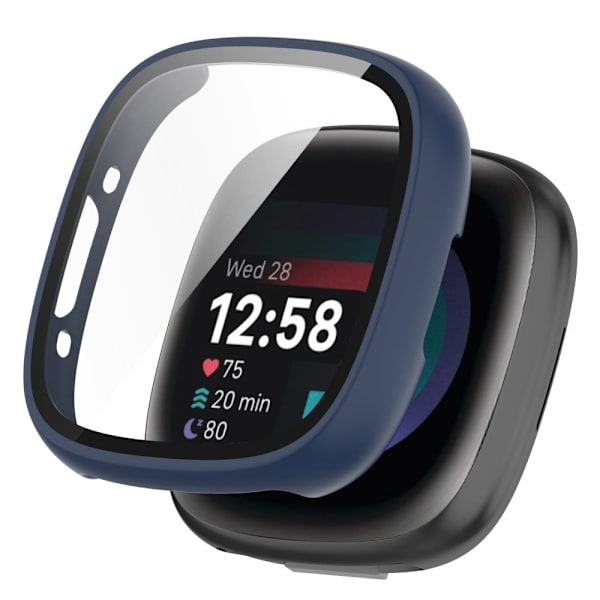 Fitbit Sense 2 / Versa 4 deksel med herdet glass - Midnattsblå Blue