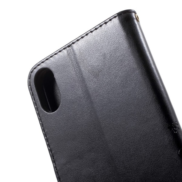 iPhone XS Max mobilfodral silikon syntetläder plånbok stående - Svart Svart