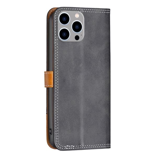BINFEN tofarget læretui for iPhone 14 Pro Max - Svart Black