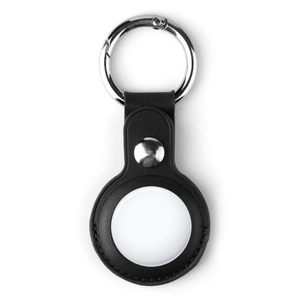 AirTags split leather cover with keyring - Black Black