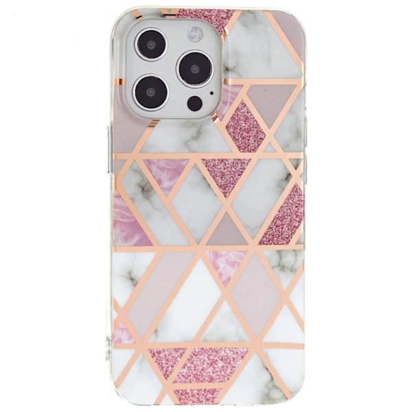 Marble iPhone 15 Pro Etui - Electroplated Lyserød Marmor Pink