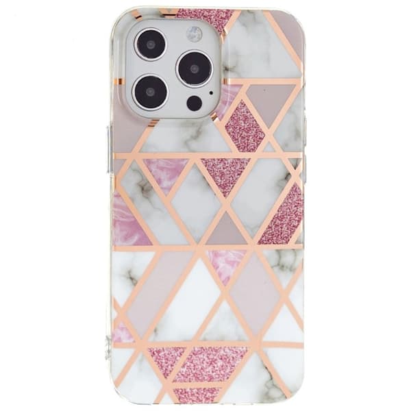 Marmormotiv iPhone 15 Pro skal - Elektropläterad Rosa Marmor Rosa