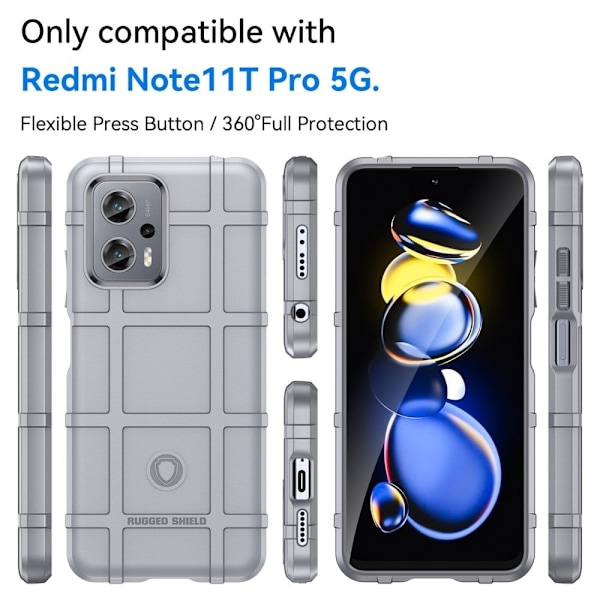 Rugged Shield Etui Xiaomi Poco X4 Gt / Note 11t Pro / 11t Pro Plus - Grå Silver grey