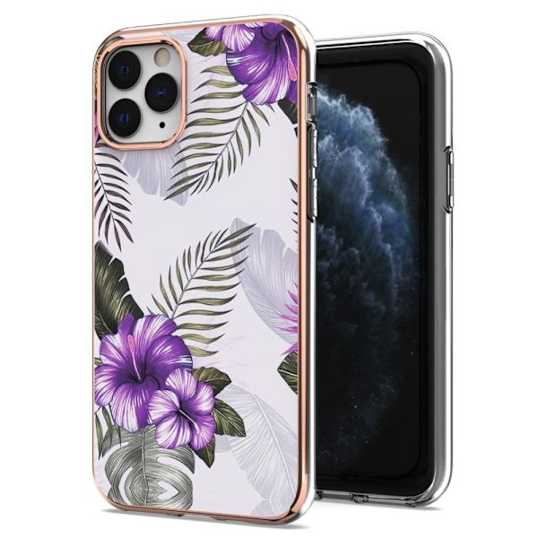 Marble iPhone 11 Pro Etui - Lilla Blomster Purple