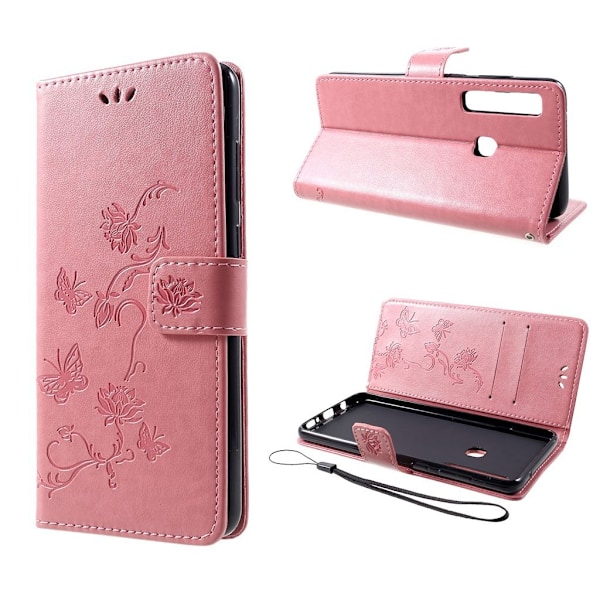 Butterfly läder Samsung Galaxy A9 (2018) fodral - Rosa Rosa