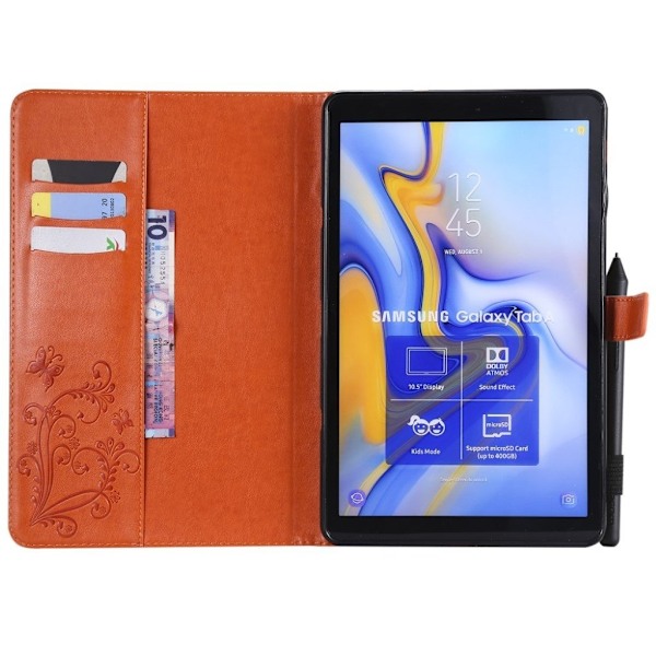 Samsung Galaxy Tab A 10.5 trykt sommerfugl læder flip etui - Orange Orange