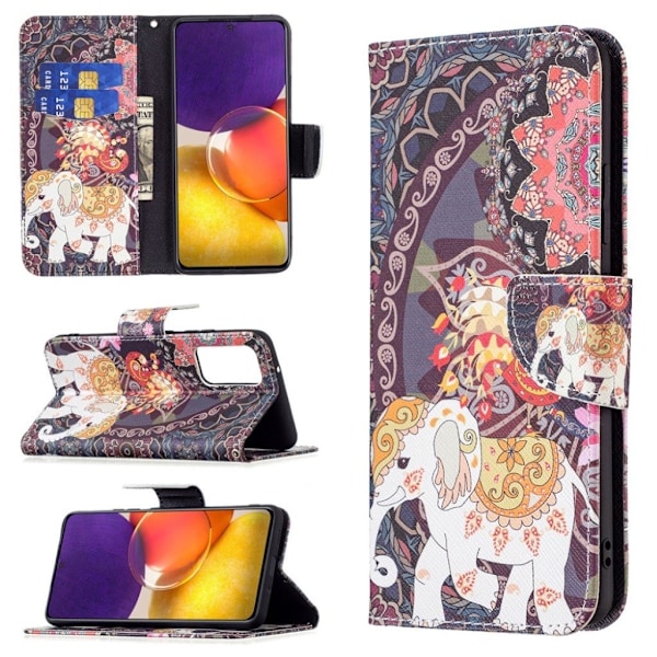 Wonderland Samsung Galaxy A82 5G Flip etui - Blomst og elefant Multicolor