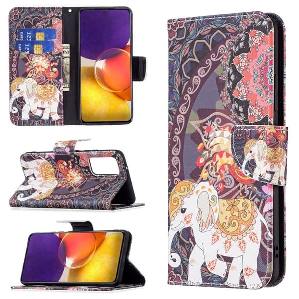 Wonderland Samsung Galaxy A82 5G Flippetui - Blomst og Elefant Multicolor