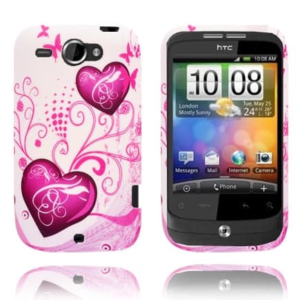 Symphony (Sorte Sommerfugler) HTC Wildfire G8 Deksel Pink