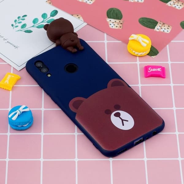 Huawei P Smart 2019 Søt 3d-Figur Etui Med Mønster - Bamse Multicolor