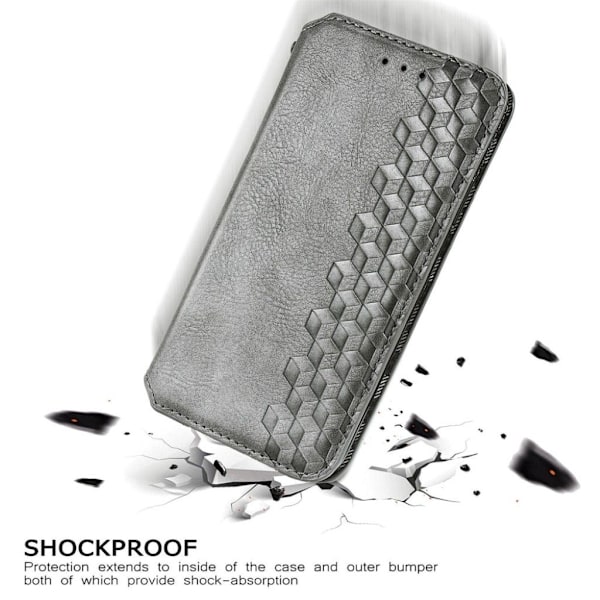 Nahkakotelo With A Stylish Rhombus Imprint For Sony Xperia 10 III - Harmaa Silver grey